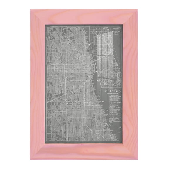 City Map of Chicago -Framed Print w/glass-Sunset Pink