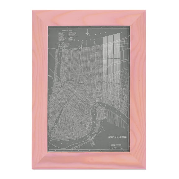 City Map of New Orleans -Framed Print w/glass-Sunset Pink