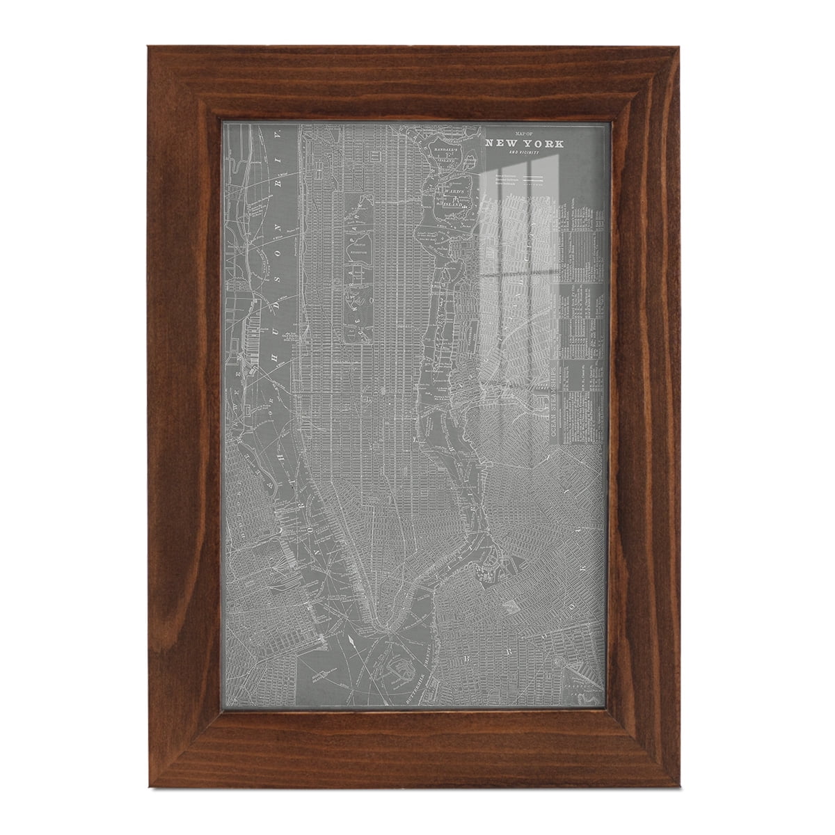 City Map of New York -Framed Print w/glass-Chestnut