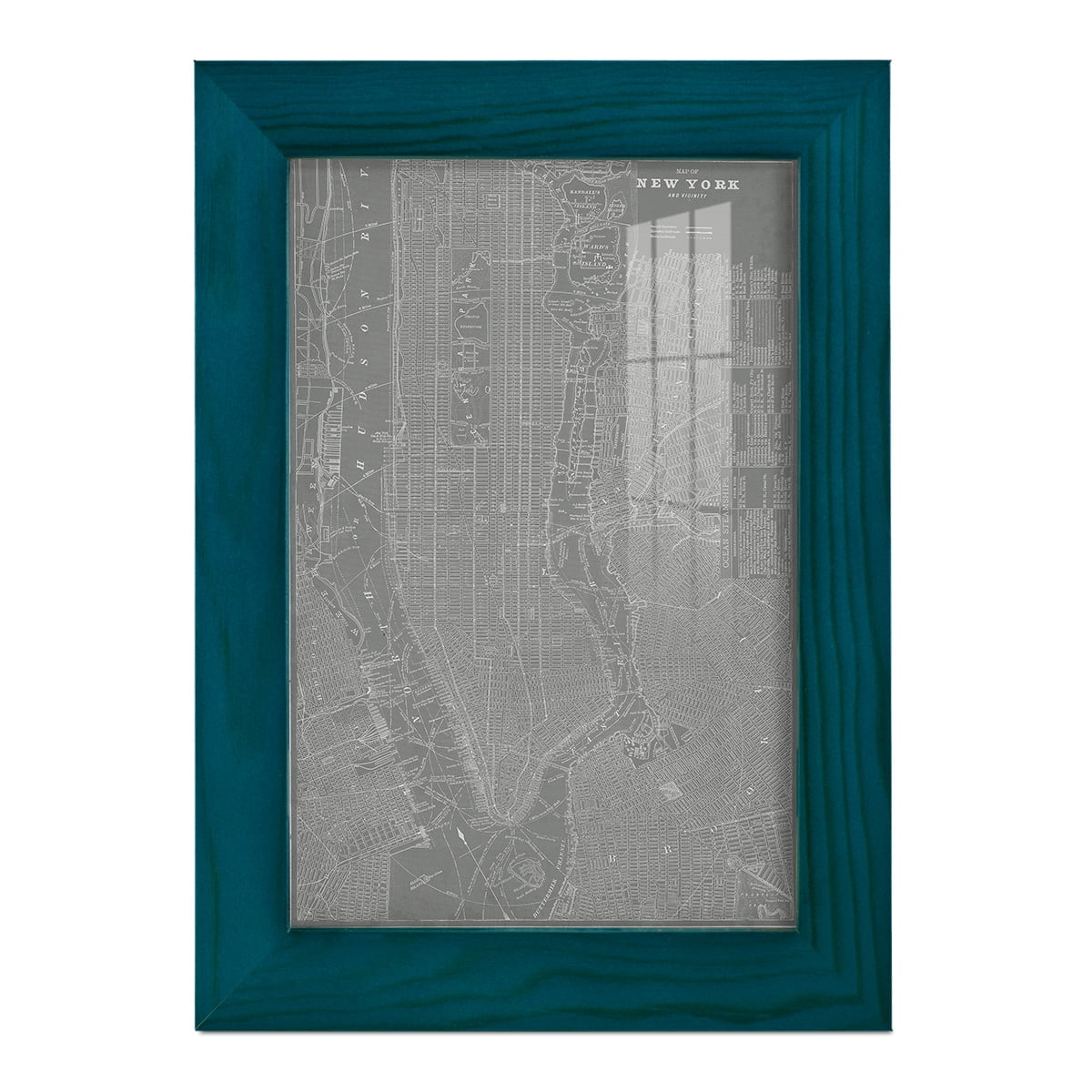 City Map of New York Framed Print w/glassOcean Blue