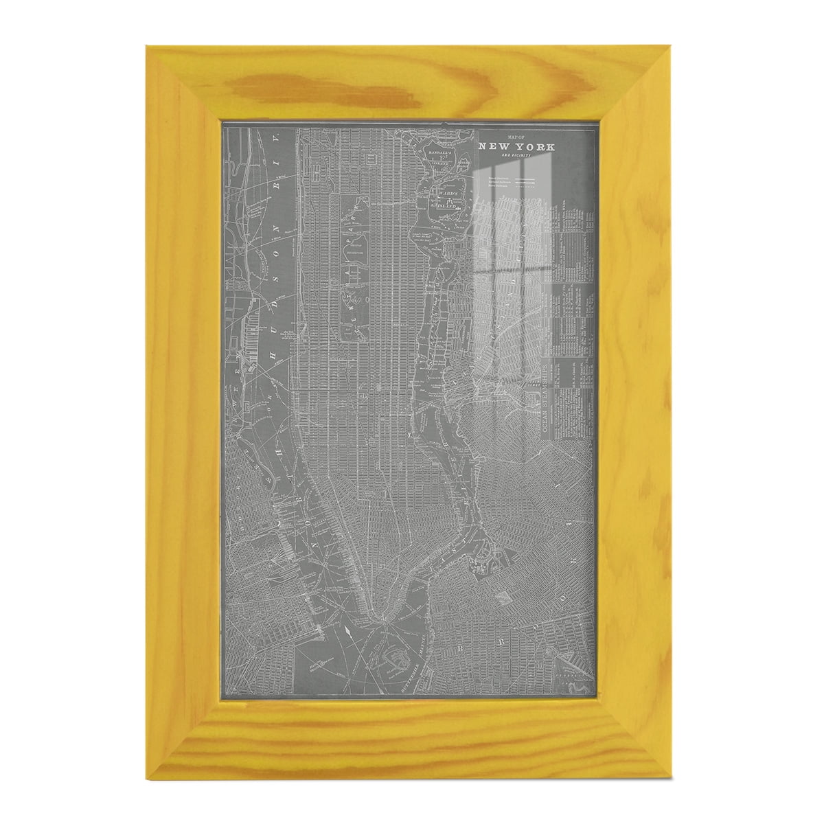 City Map of New York -Framed Print w/glass-Sunflower Yellow