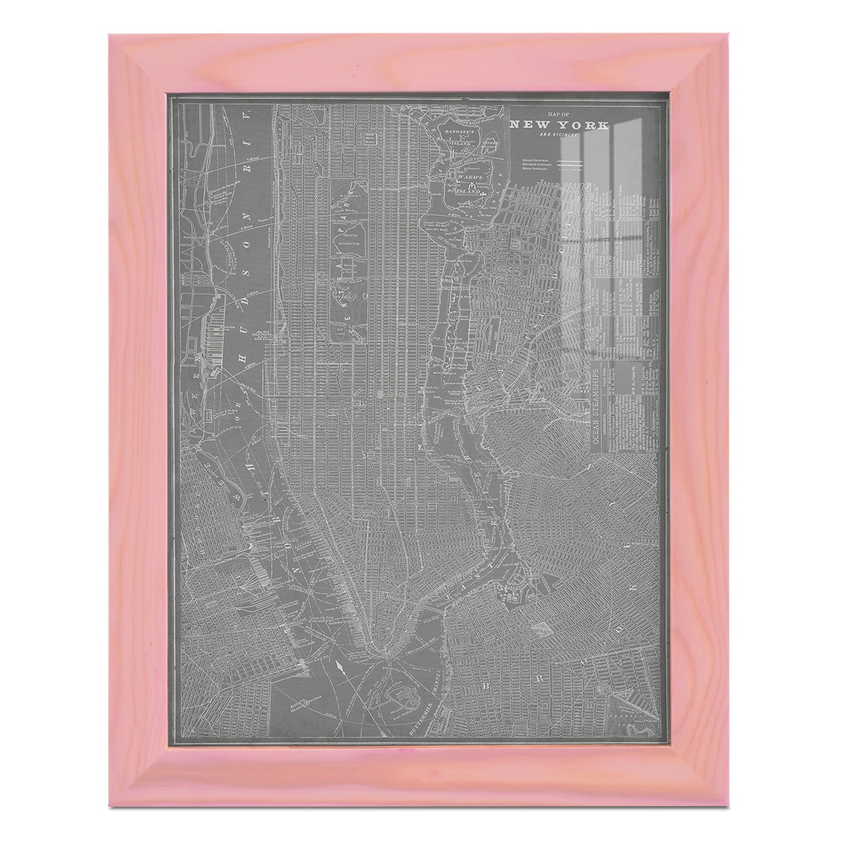 City Map of New York -Framed Print w/glass-Sunset Pink