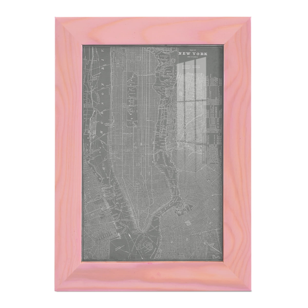 City Map of New York -Framed Print w/glass-Sunset Pink