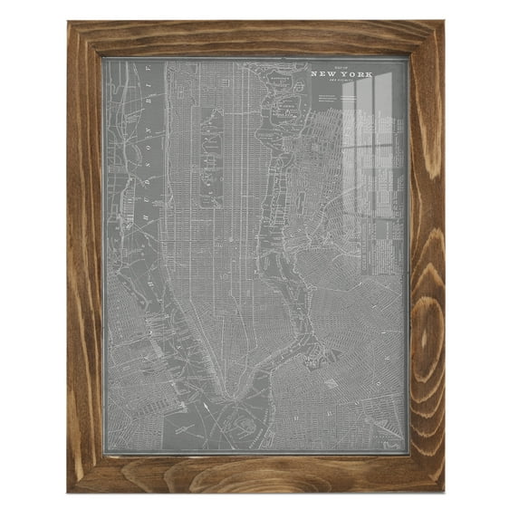 City Map of New York -Framed Print w/glass-Walnut