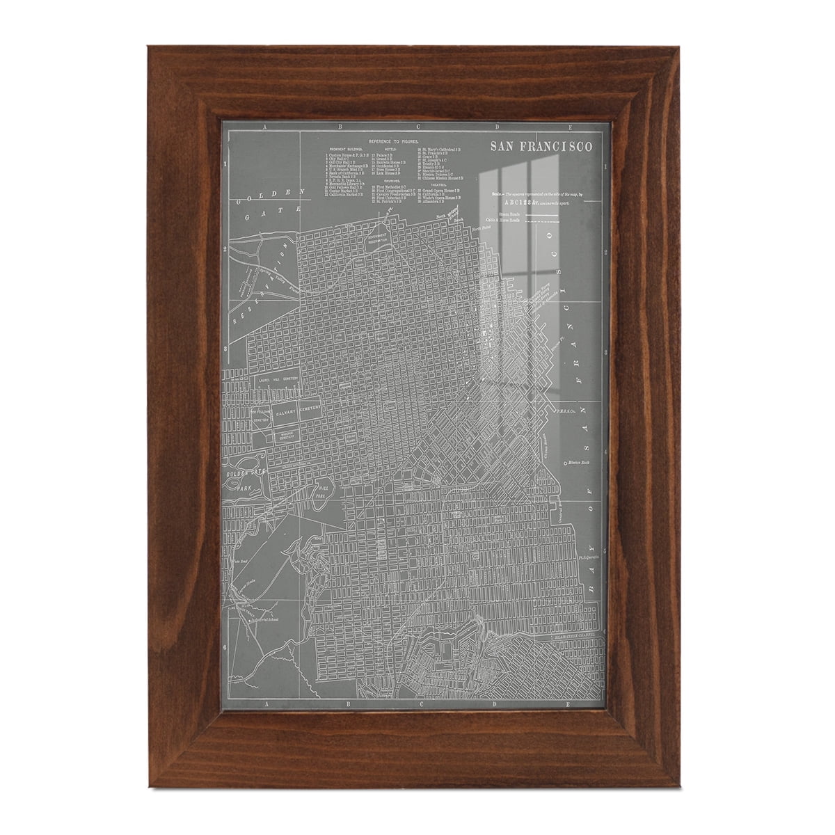 City Map of San Francisco -Framed Print w/glass-Chestnut