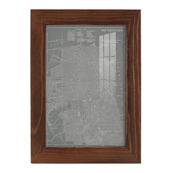 City Map of San Francisco -Framed Print w/glass-Chestnut