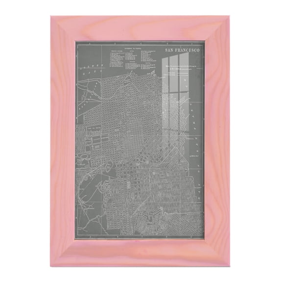 City Map of San Francisco -Framed Print w/glass-Sunset Pink
