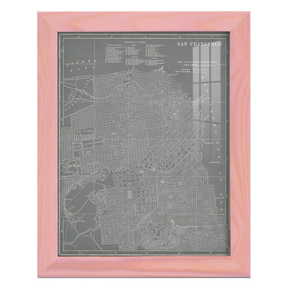 City Map of San Francisco -Framed Print w/glass-Sunset Pink