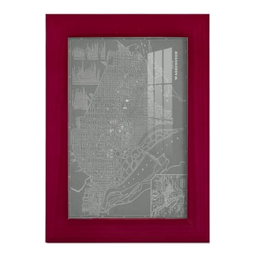 City Map of Washington D.C. -Framed Print w/glass-Cherry Red