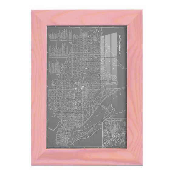 City Map of Washington D.C. -Framed Print w/glass-Sunset Pink