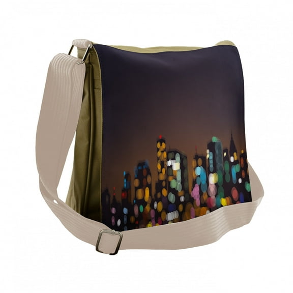 City Messenger Bag, Abstract Cityscape Bokeh, Unisex Cross-body, by Ambesonne