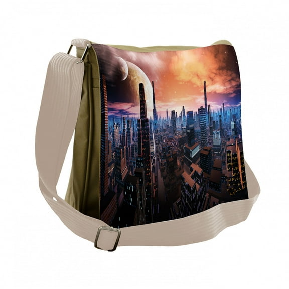 City Messenger Bag, Futuristic Distant World, Unisex Cross-body, by Ambesonne