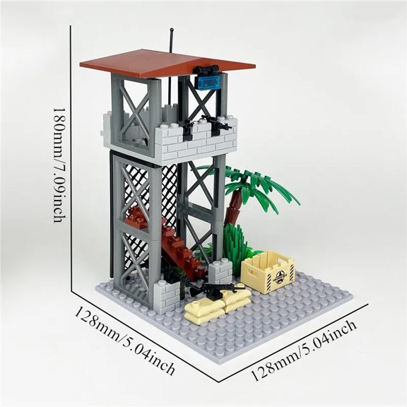 City Military Guard Tower Building Blocks Field Command Post Bricks Toys for Children Boys Thanksgiving Day