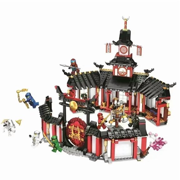 City Movie Monastery Training Hall Ultra Dragon Golden Dragon Building Blocks Bricks with Figures Toys for Birthday Gifts