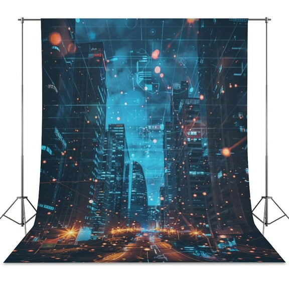 City Neon Streetview Night at Night Backdrop Background for Photography Photo Booth Backdrop for Photoshoot Background Screen Video Recording Parties Curtain