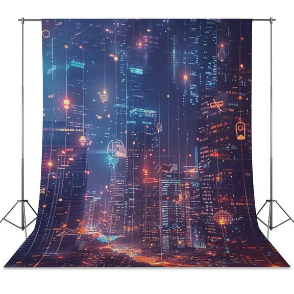 City Neon Streetview Night at Night Backdrops for Photography for Party Backdrop Wedding Backdrop Background Picture