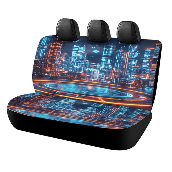 City Neon Streetview Night at Night Car Rear Seat Cover Accessories Universal Fit Car Seat Covers Durable