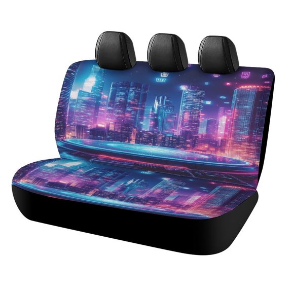 City Neon Streetview Night at Night Car Rear Seat Cover Accessories Universal Fit Car Seat Covers Durable