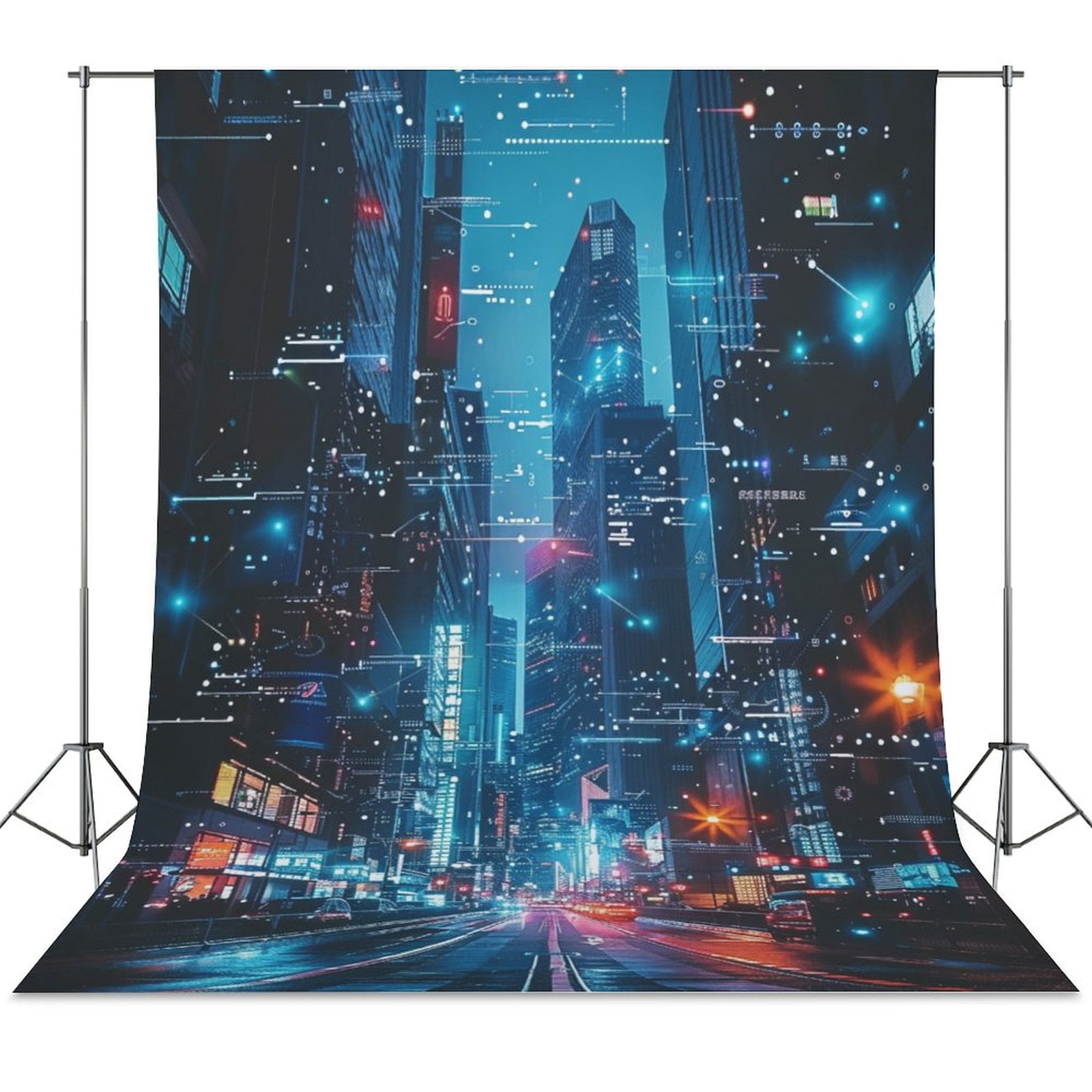 City Backdropa City Neon Streetview Night at Night Spring Backdrop Backdrops for ...