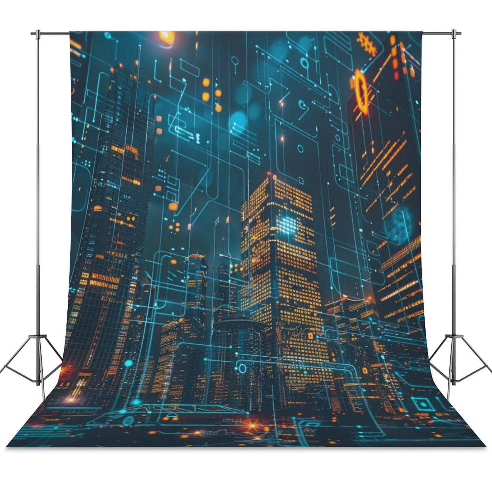City Neon Streetview Night at Night Spring Wall Backdrop Background ...