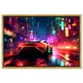 thumbnail image 1 of City Night Drive Car Canvas Wall Art by Notoriart, Gold Floater Frame, 31.5" x 21.5", 1 of 7