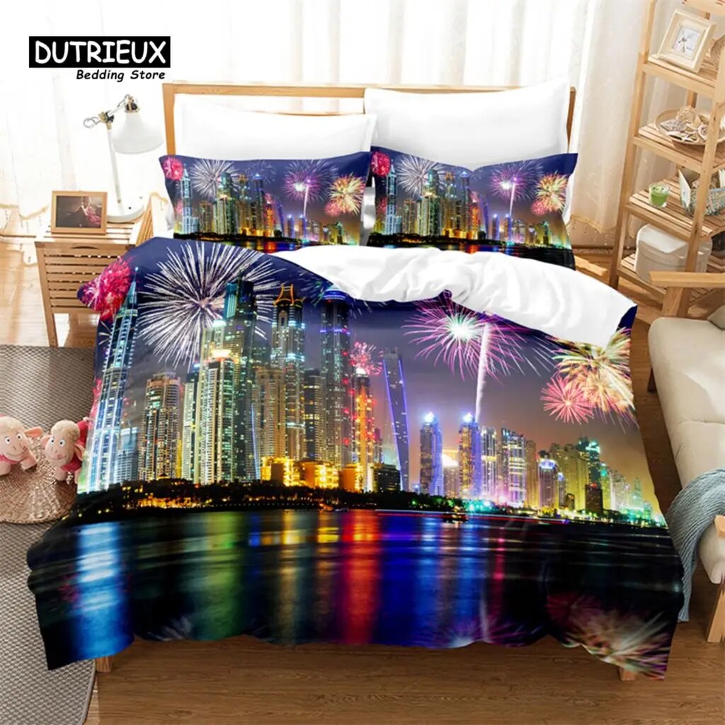 City Night Scene Duvet Cover Set Fashion Bedding Set Soft Comfortable ...