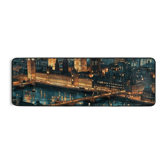 City Night View Runner Rug for Hallways Kitchen Non Slip 2'x 6' Washable Hall Carpet for Bedroom Entryway Laundry Room