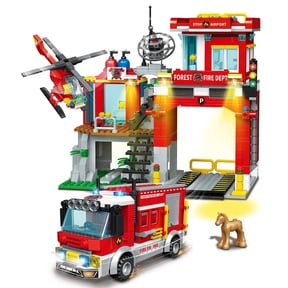 City Ocean Fire & Rescue Building Blocks Set 4-in-1 Station, Helicopter, Fire Ship & Rescue Boat