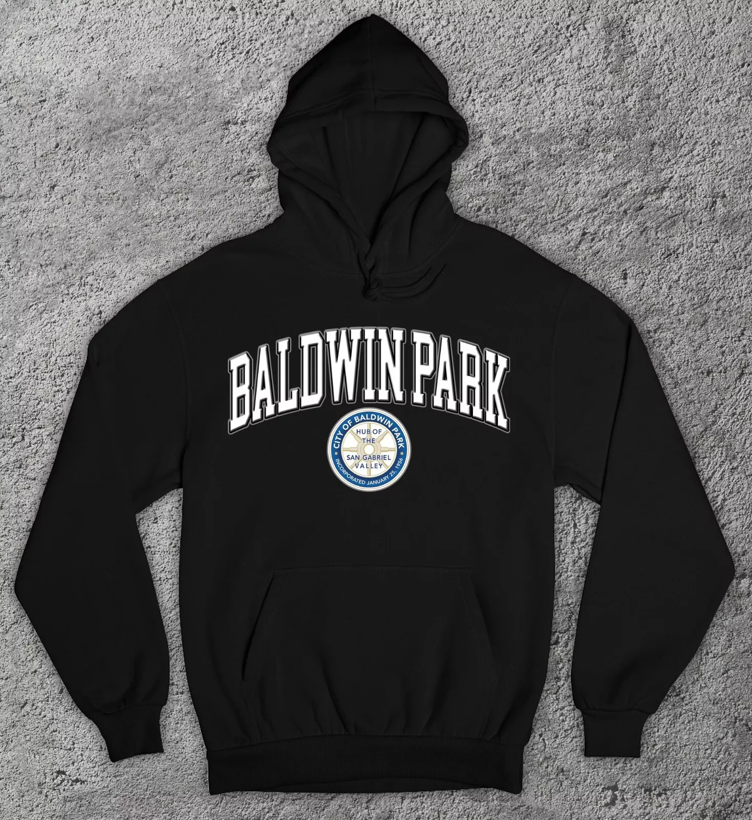 City Of BALDWIN PARK Seal Hoodie Sweatshirt. LA County California CA