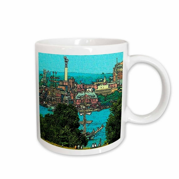 3drose, City of New London Cartoon on Canvas, 15oz Mug