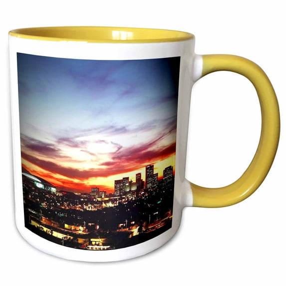 3drose, City of Phoenix at Night, 15oz Two-tone Yellow Mug