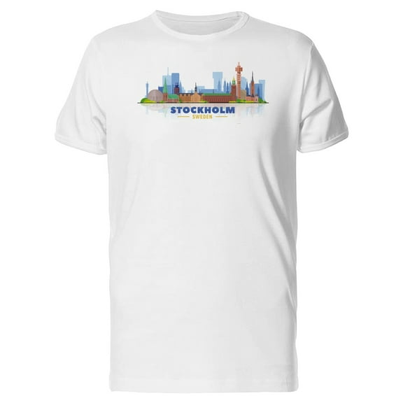 City Of Stockholm Illustration T-Shirt Men -Image by Shutterstock, Male Medium