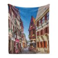thumbnail image 1 of City Old Houses Soft Flannel Fleece Throw Blanket, Antique Traditional Houses in the Town of Colmar in France European Town, Cozy Plush for Indoor and Outdoor Use, 50" x 70", Multicolor, by Ambesonne, 1 of 6