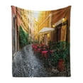 thumbnail image 1 of City Old Houses Soft Flannel Fleece Throw Blanket, Old Street in Trastevere in Rome Italy with a Cozy Ambiance and a Cafe, Cozy Plush for Indoor and Outdoor Use, 50" x 70", Multicolor, by Ambesonne, 1 of 6