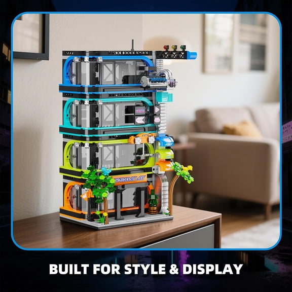 City Parking Tower Building Set ,1144Pcs Vertical Garage Display, Compatible with Lego City Mini Cars (6-Stud Wide) & 1:64 Die-Cast Models, Architecture Building Kit for Collectors