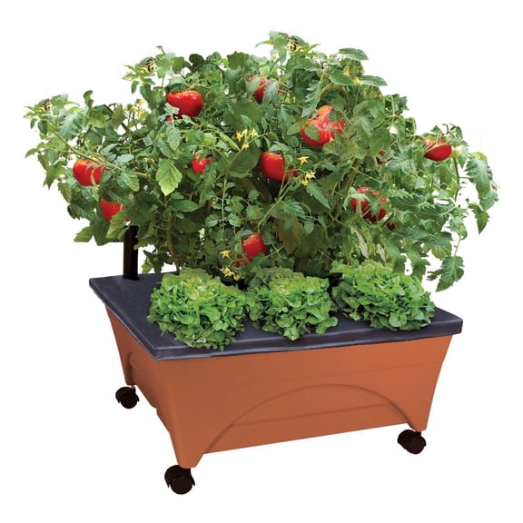 City Picker Raised Bed Grow Box Self Watering and Improved Aeration Mobile Unit with Casters