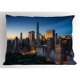 thumbnail image 1 of City Pillow Sham Sun Rising over Central Park in Manhattan Tranquil Morning Skyscrapers, Decorative Standard Size Printed Pillowcase, 26 X 20 Inches, Blue Marigold Dark Green, by Ambesonne, 1 of 2