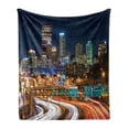 thumbnail image 1 of City Pittsburgh Soft Flannel Fleece Throw Blanket, Rush Hour Traffic in Slow Shutter Speed Skyscrapers and Busy Life, Cozy Plush for Indoor and Outdoor Use, 50" x 60", Multicolor, by Ambesonne, 1 of 6