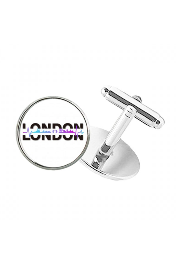 City Radio London Building Round Button Cuff Clip Stud Cufflinks
