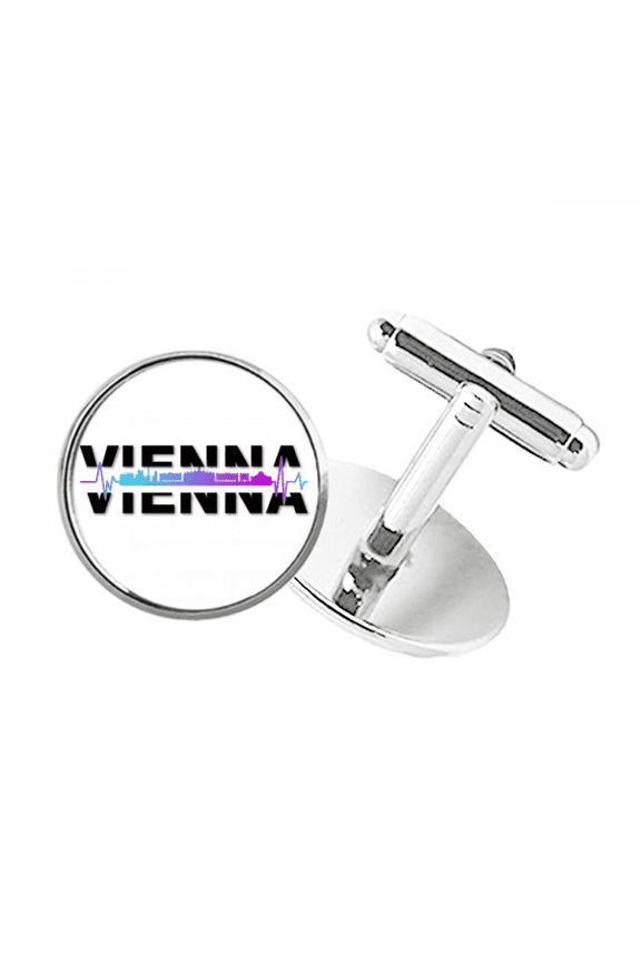 City Radio Vienna Building Round Button Cuff Clip Stud Cufflinks
