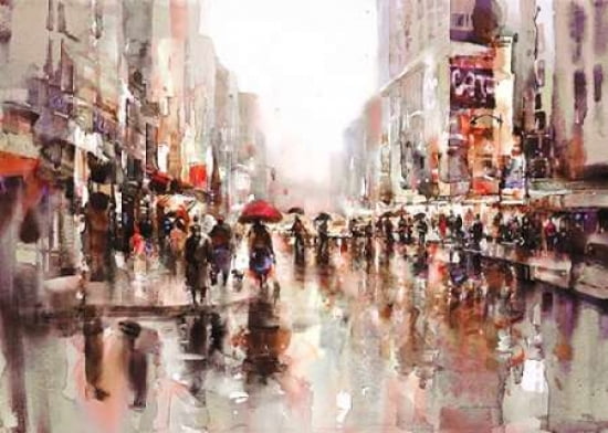 City Rain 2 Canvas Art - Brent Heighton (20 x 28)