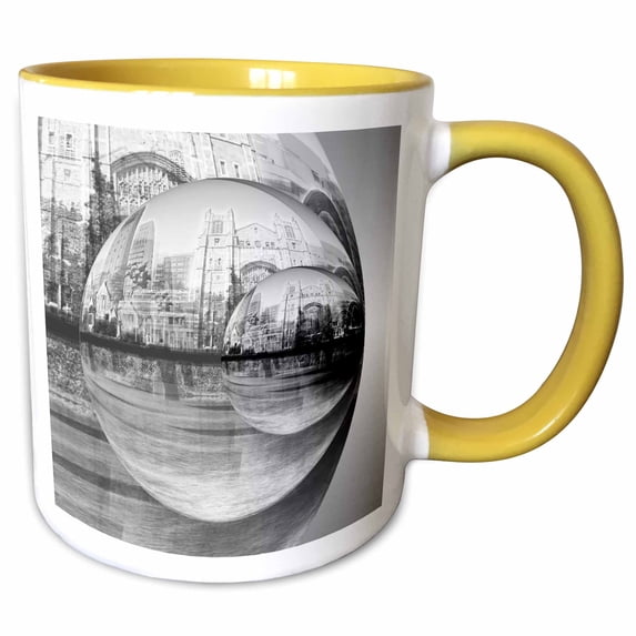 3drose, City Reflections Abstract Compilation of an Imaginary City Scene Landscape, 11oz Two-tone Yellow Mug