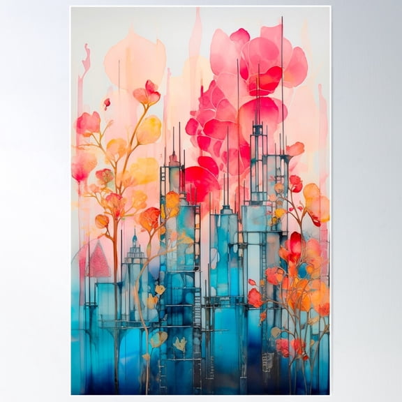 City Scape Poster Wall Art, Modern Wall Decor For Living Room Bedroom, 8x12 UNFRAMED