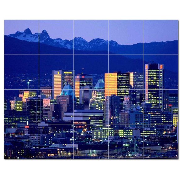 City Scene Ceramic Tile Mural Kitchen Backsplash Bathroom Shower, 404568-M54