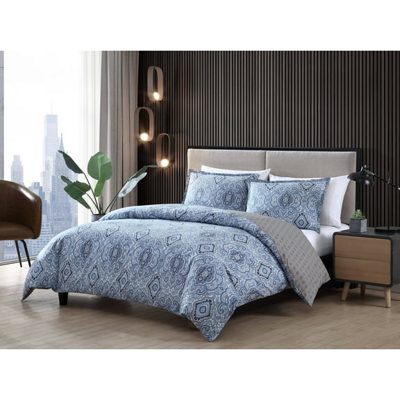 City Scene Milan Blue Comforter Set, Full/Queen