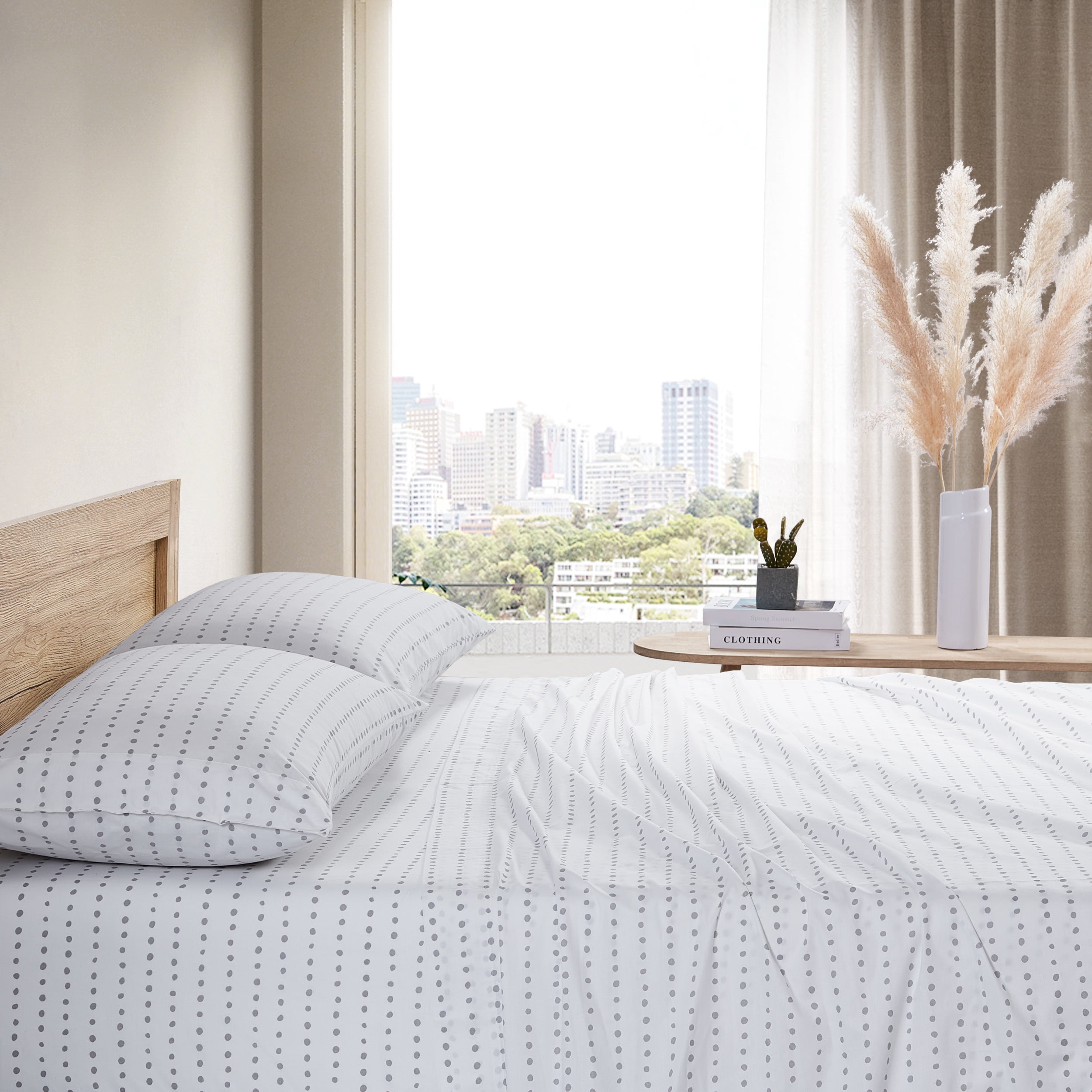 City Scene Radius Charcoal Cotton Percale King Sheet Set