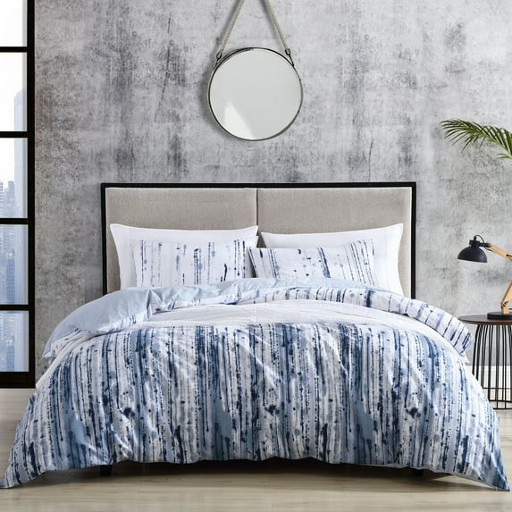 City Scene Sokal Cotton Blue 2 Piece Duvet Cover Set-Twin