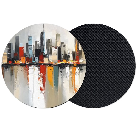 City Scenery Coasters Set of 2, Absorbent Coasters for Drinks, Contemporary Cityscape Abstract Aesthetic Coaster for Desk Coffee Table Protection, Home Decor House Warming Gifts 4"
