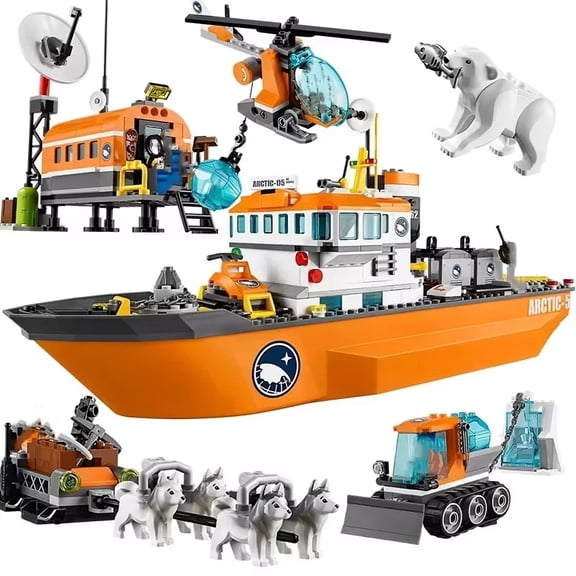 City Series 60062 Arctic Icebreaker Polar Ship Building Blocks, Compatible Construction Bricks Model, STEM Educational Exploration Toy, Ideal Birthday Holiday Gift for Kids Boys