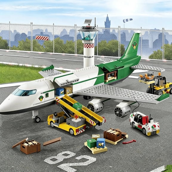 City Series Cargo Terminal & Cargo Airplane Building Blocks, Compatible Large Airport Aircraft Model, STEM Educational Assembly Bricks Toy, Ideal Birthday Holiday Gift for Kids Boys